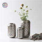 Matte modern european style silver home decoration pieces ceramic vase for wedding centerpieces