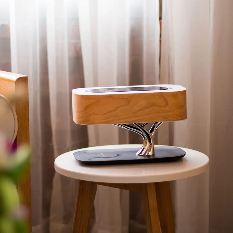 New Arrival Wireless Bluetooth Speaker Bluetooth Wood Craft Table Light