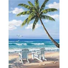 Wholesale Ocean Beach Blue Sky Hoom Wall Decoration Gifts Arts Crafts DIY 5D Full Diamonds Painting Kits Drill Painting