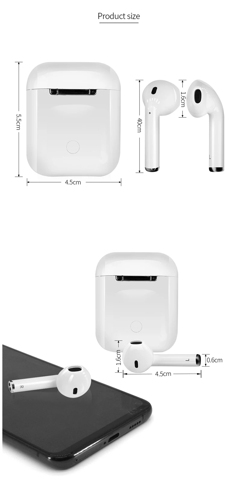 i12 TWS 2019 NEW RedMark Original BT Bluetooth 5.0 Earphone Wireless 40mAh/350mAh Touch control Earbuds Sport Headsets tws i12 - ANKUX.COM