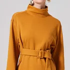 naivee winter dress trendy ginger color straight fashion casual plus size long sleeve dress for women ladies