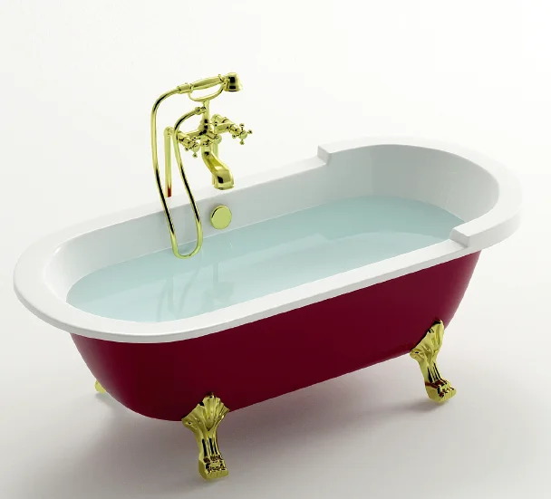 Debout libre bains acrylique griffe pied baignoire blanc et rouge avec pattes de lion pour usage domestique et hôtelier