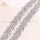 LG1072 DIY Rhinestone Trim,Silver Clear Crystal Lace Trim Wedding Accessories