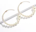 2019 Summer Gold Plated Handmade Large Bead Pearl Hoop Earrings