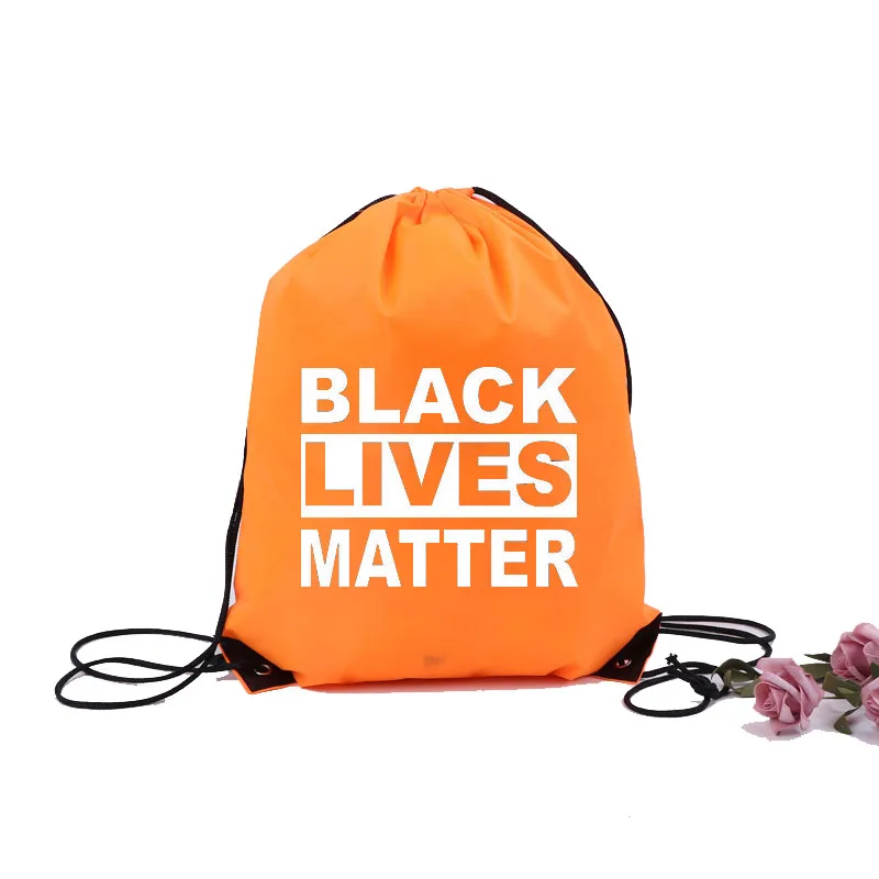 drawstring gift bag,cheap drawstring bag,Q1349 Black Lives Matter Drawstring Backpack I CANT BREATHE Parade Shopping Bag George Floyd Print Portable Travel Storage Bags