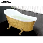 Royal bathroom many sizes gold mosaic design bath tub with clawfoot legs