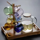 Glass Customized OEM/ODM Colorful Reusable Handle Milk Tea Coffee Double Glass Cup