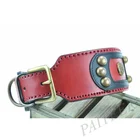 PAITEER Great quality vintage style genuine cow leather with brass studs for big dog collar