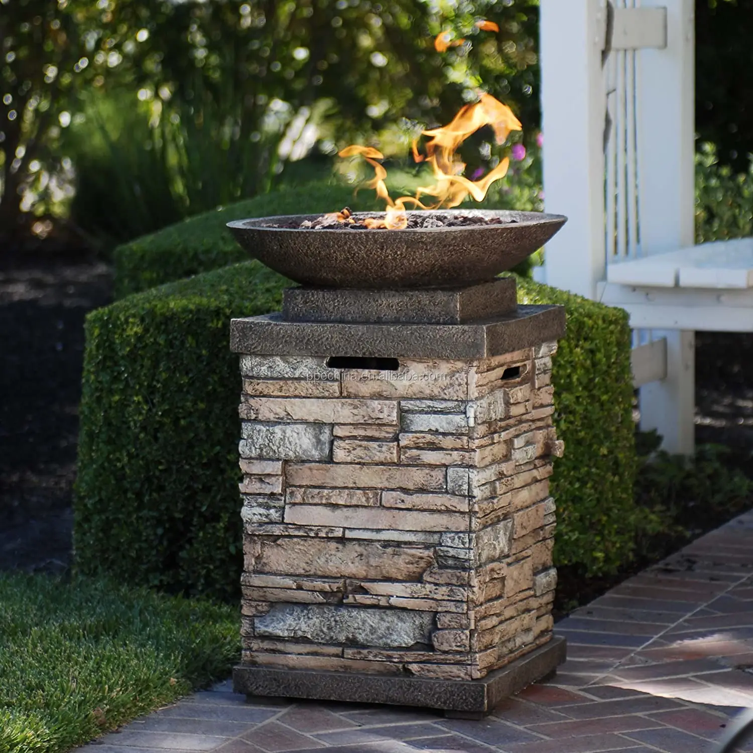 Standing outdoor gas stove stone heating fireplace fire pits