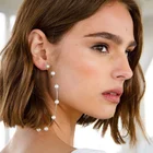 New fashion boho white pearl round circle hoop earrings women large size earrings pearl earring for women