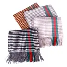 Fashion Custom Women Lady Striped Checked Neck Scarf Shawl