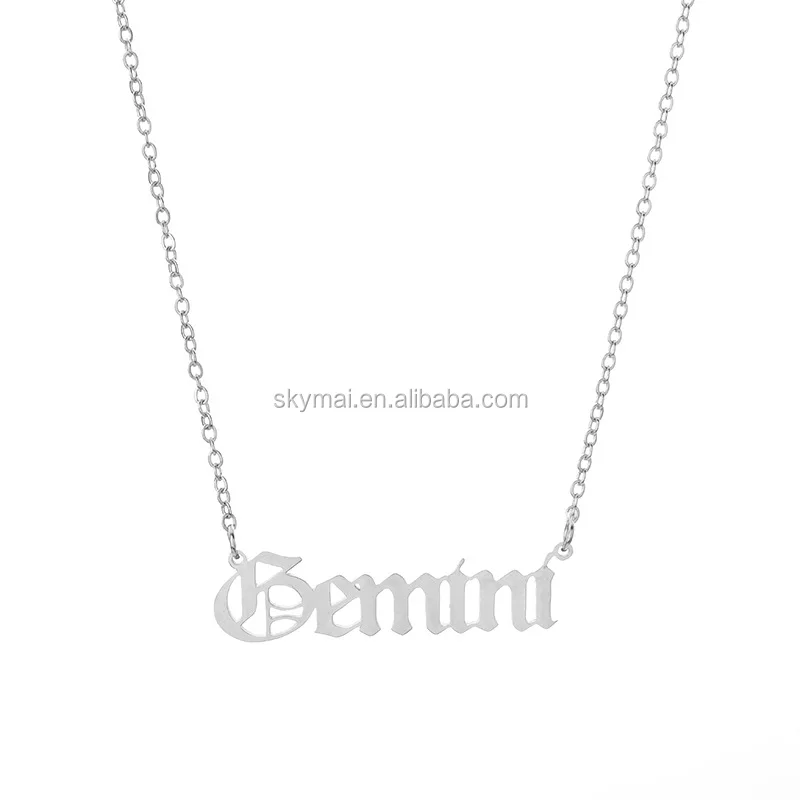 Personalized Stainless steel letter necklace,zodiac pendant necklace for women