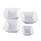 Wholesale white hotel restaurant square ceramic rice&soup bowl sets
