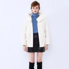 wholesale new fashion women real fox fur collar coat short jackets winter hooded wool overcoat