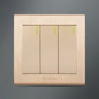 2 gang 1 or 2 or multi way brushed frame golden color 86*86 square shape electrical switches & sockets 250V 10A