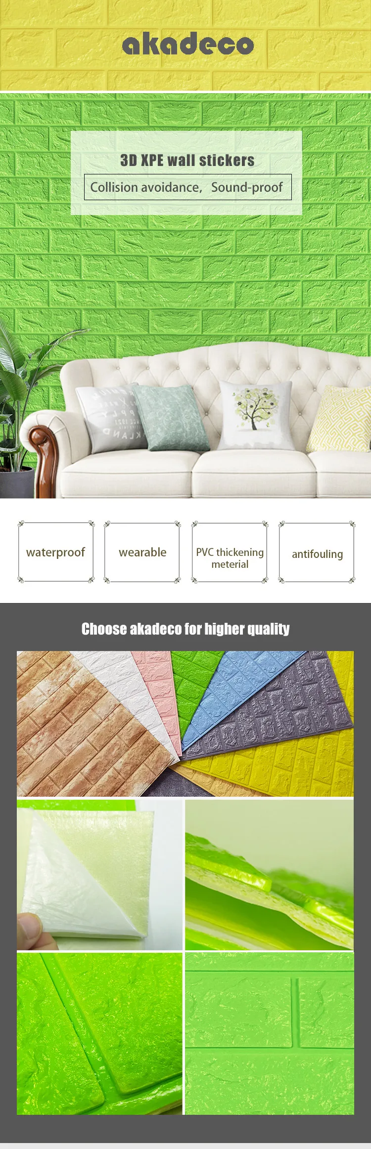 YouTube hot selling high quality  patterns waterproof soundproof XPE 3D wall sticker for children room