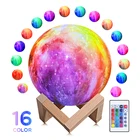 Rechargeable Lunar Mars Jupiter LED Starlight Lava Galaxy 3d Printing Night Light Lamp 3D Moon Lamp