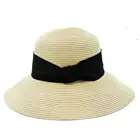 New Summer Bow Knot Sunscreen Paper Braided Hat; A Broad-brimmed Foldable Hat For Women