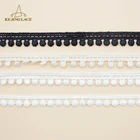 New design 1cm polyester white stretch beaded wedding dress lace