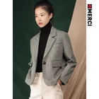 women fashion autumn long-sleeved grey plaid short design suit