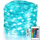 100 LED 33 フィートクリスマスライト USB プラグでストリングライト、 16 色変更銀線ホタルリモコンで点灯