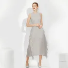 2020 New Summer Women Chiffon Ruffle Sleeveless Banquet Evening Party Maxi Dress