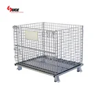 Warehouse lockable foldable wire mesh metal pallet cage storage