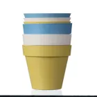 Flower Pots Planter Pot Bamboo Fiber Round Colorful Cute Bright Orange Decorative Flower Planter Pots