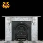custom white marble stone surround mantel house fireplace Italian carrara