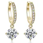 Fashion wholesale Round Zircon Crystal Brass gold plated hoop earring jewelry