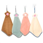 Super Soft Quick-Dry Hand Hanging Flower Towel Coral Fleece Kitchen Bathroom Towel