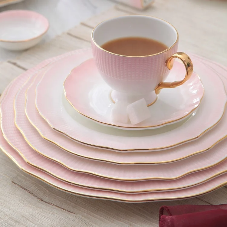 manufacturers wholesale dish crockery pink restaurant horeca ceramic dinner plate