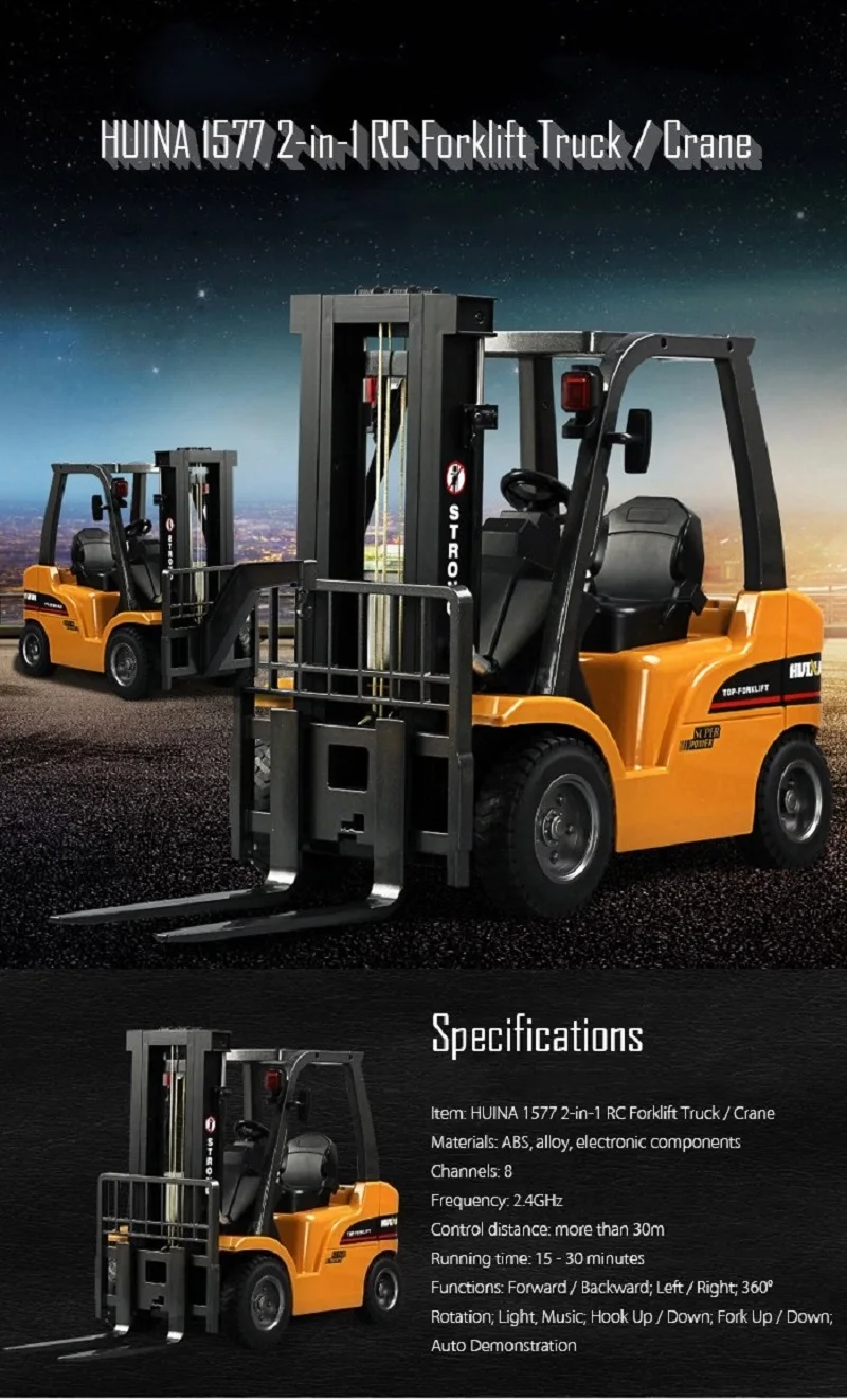 1:10 8CH alloy forklift huina 1577 Radio remote Control car toys (1)