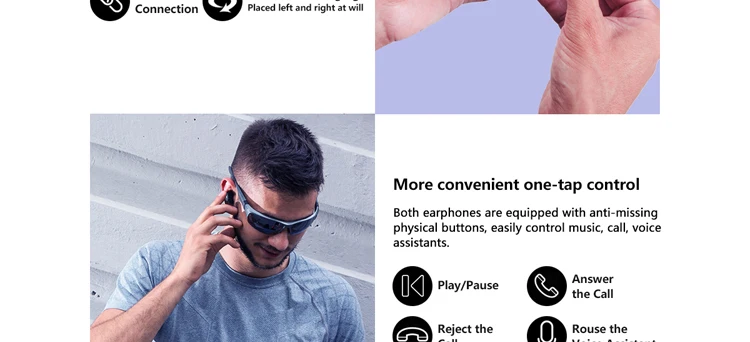 New Zeblaze Zepods TWS 5.0 Bluetooth Headset Wireless Call Smart Binaural Button Switch 500mAh Charging Box Wireless Charging - ANKUX.COM