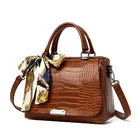 New Design Silk Scarf Decoration Women Handbag Alligator Pattern Lady Shoulder Bag