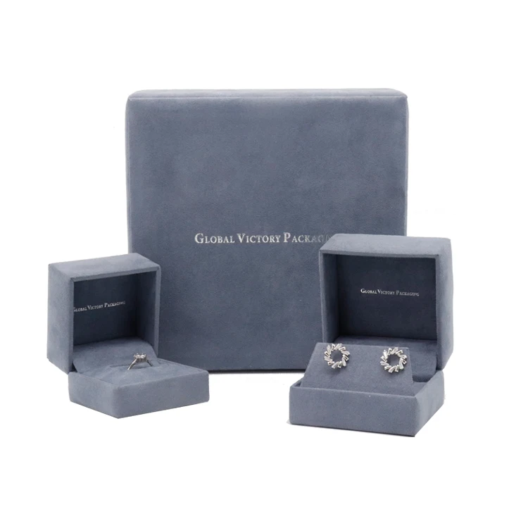 custom logo luxury pu leather gift jewelry velvet ring box