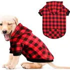 Dog Clothing Red Plaid Dog Hooded Sweater Dog Pet Clothing With Hat And Pocket