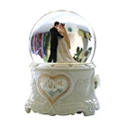 custom 100mm resin musical box Rotatable wedding birthday souvenir figurine gifts glass snow ball snow globe