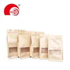 One-Stop Service New Technology Brown Kraft Paper Flat Bottom Pouch Food Packaging Bag with Window