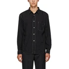 Mens black button down poplin dress shirt with one chest pocket