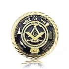Custom stamping engraved brass metal gold plated challenge masonic coin