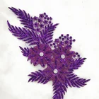 Eco-friendly Appliques Flower Beaded Wedding Applique Rhinestone Beaded Wedding Dresses Lace Appliques Flower