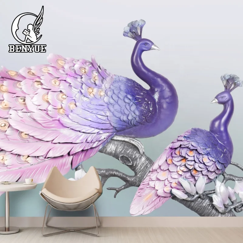 Papier Peint Panoramique De Haute Qualite Revetement Mural Sur Mesure Pour Decoration De Maison Motif Animal Paon Fabrique En Chine Buy Papier Peint Autoadhesivo 9d Decoration Murale Papier Peint Peintures Murales De Paon Fonds D Ecran Product On