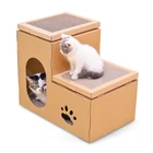 New Cat Condos Corrugated Constructed Large Pet Stair-Step Scratching House for Cats