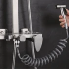 Spring Hose QiangYing High Pressure Silver Grey PVC Brass Bidet Toilet Luxury Spring Water Sprayer Hose