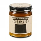 Creative map printed scented soy wax brown retro glass candle jar with metal lid and Custom luxury candle boxes