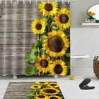 Sunflower 3D digital print waterproof polyester shower curtain for bathroom