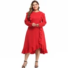 Dress Designs Fat Women Women Linen Red Dress Long Sleeve Women Dress