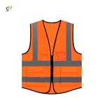 ORANGE zipper air permeable logo customized work mesh reflective vest safety vest