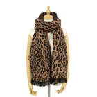 Wholesale winter warm outside leopard print shawl scarf winter scarves